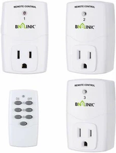 BN-LINK Wireless Remote Control Outlet Switch Power Plug -1 remote 3 plugs - Picture 1 of 9