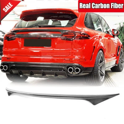 For Porsche Cayenne 2015-2017 Real Carbon Fiber Rear Middle Trunk Spoiler Wing - Imagen 1 de 4