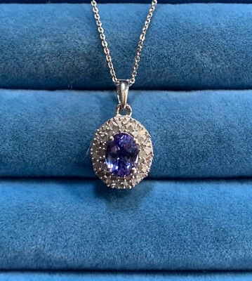 AAA Tanzanite, Diamond (.35 ctw.) Pendant Necklace - 20 inches (1.70 ctw.) - Image 1 of 4