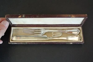 Juego de cuchillos y tenedor Jones Ball & Poor moneda de plata ARCO NUDO de la década de 1840 con estuche de viaje - Imagen 1 de 8