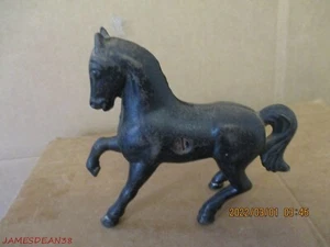 Antique Cast Iron A.C. Williams Penny Piggy Bank Prancing Horse BLACK - Picture 1 of 6