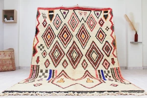 Handmade Boujaad Red Rug 5'x8' ft Abstract Berber Moroccan Vintage Wool Carpet - Picture 1 of 12