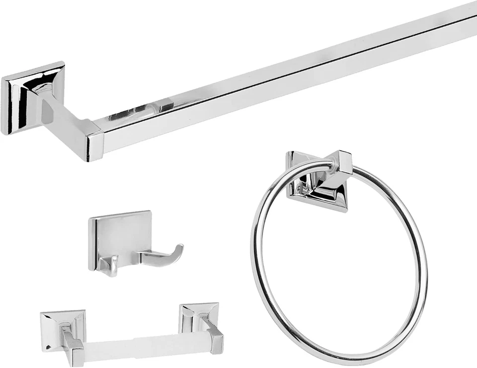 534628 Millbridge Bathroom Hardware 4-Piece Bath Accessory Kit Polished Chrome