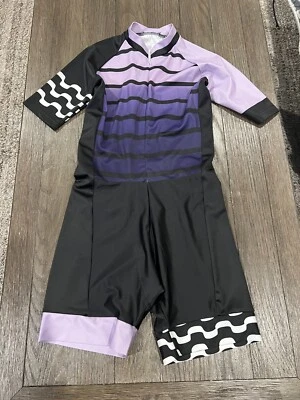 Traje de piel de ciclismo aero de carreras para hombre traje de velocidad mediano negro púrpura Foto 1 de 2