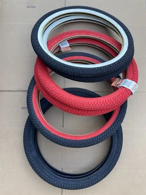 DURO Bicycle 20'' x 1.95 Bike Tires Set Street BMX X-Performer Black Red White - Image 1 of 4