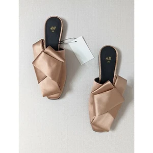 Mules H&M Polvo Rosa Mezcla Seda Punta Plana Cerrada con Lazo Frontal Para Mujer Talla 5.5 - Imagen 1 de 13