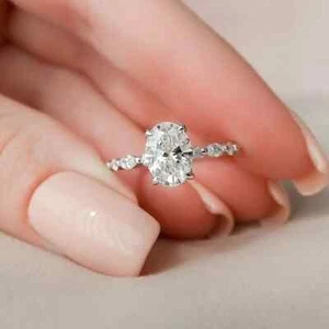 2.80Ct Oval Cut IGI Certified Lab Grown Diamond Wedding Ring 950 Platinum - Picture 1 of 9