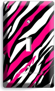 HOT PINK ZEBRA STRIPES ANIMAL PRINT 1 GANG LIGHT SWITCH WALL PLATE ROOM HD DECOR - Picture 1 of 1