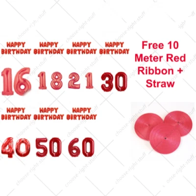 Happy Birthday Giant Age Number Foil Balloons Self-inflating Banner Baloons - Image 1 of 4