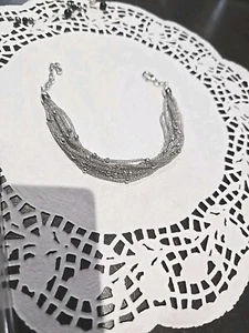 Estate Sparkling Multy Strand Bracelet Sterling Silver 7.5" Sb#54 - Picture 1 of 3