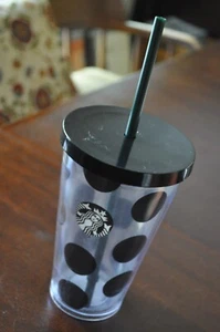 Bicchiere freddo Starbucks nero a pois 16 once - Foto 1 di 2
