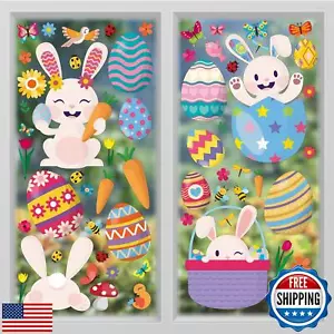 WALPLUS 150 Pcs Happy Bunnies Easter Glass Window Clings Wall Decals Stickers - Picture 1 of 5