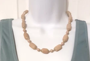 VINTAGE NATÜRLICHE BEIGE KORALLE PERLEN SCHMUCK HALSKETTE 18" - Bild 1 von 10