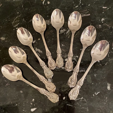 8 REED & BARTON 6 5/8" OVAL SOUP SPOON FRANCIS I STERLING SILVER FLATWARE SET Cover