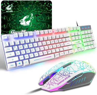 Gaming Tastatur Und Maus Set QWERTZ DE Layout Backlit USB Verkabelt PC PS4 XBox - Bild 1 von 4