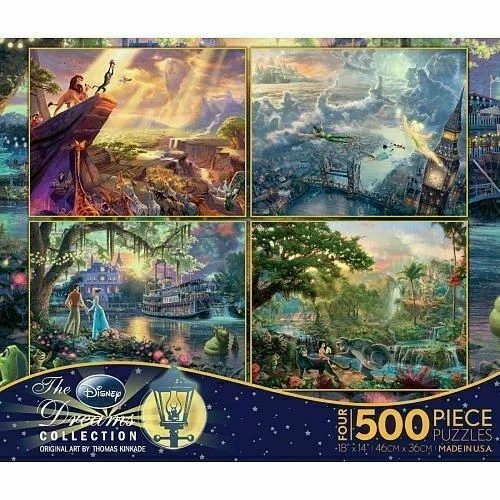 Ceaco 3663-01 4-1 Multi-Pack Thomas Kinkade Disney Jigsaw Puzzle - 500 Pieces