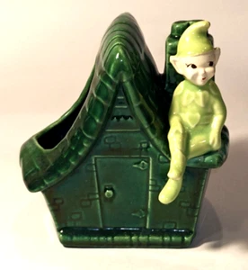 Jardinera de hadas vintage Pixie Elf Green House en forma de jardín - Imagen 1 de 6