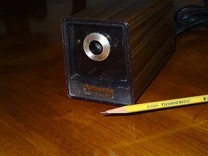 Vtg READ Panasonic KP-77 Auto Stop Electric Pencil Sharpener Japan Wood Grain - Picture 1 of 12