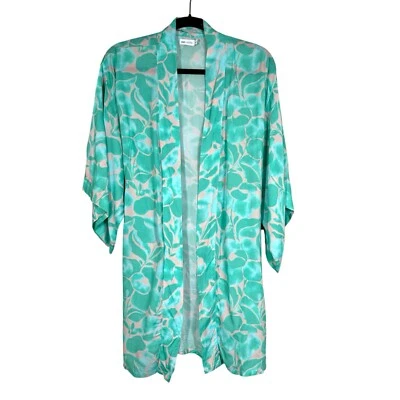 DVF Diane Von Furstenberg x ONIA Gina Kimono Encubrimiento Piel Melocotón Verde Menta XS/S Foto 1 de 4