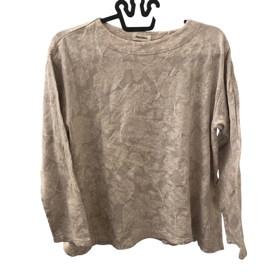 Plantation Issey Miyake Floral Jacquard Long Sleeve Top Medium Beige Boxy Japan - Image 1 of 4