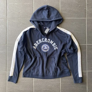 Abercrombie & Fitch Navy Hoodie Large Athletic Club Logo Pullover Sweatshirt - Picture 1 of 12