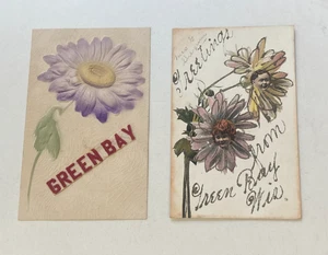 Two Green Bay Wis WI Wisconsin Greeting Cards Circa 1908 Baby Faces RARE - Picture 1 of 2