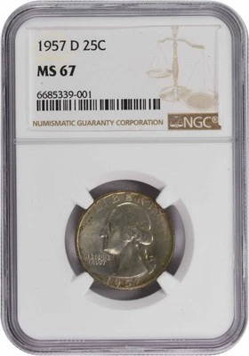 1957-D Washington Silver Quarter MS67 NGC - Image 1 of 2