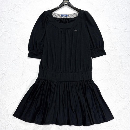 Abito plissettato Burberry etichetta blu nero taglia 38 con logo cavallo