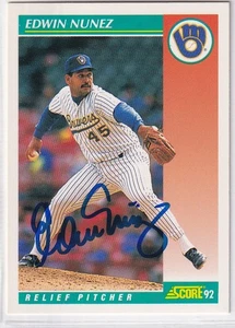 Ed Nunez 1992 Score (TOUGH) SIGNED CARD AUTOGRAPHED - Picture 1 of 1