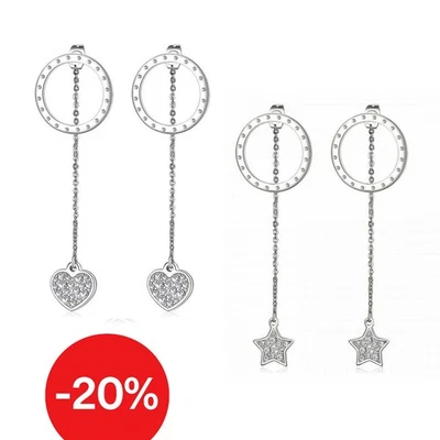 Orecchini Donna Acciaio Pendenti Sagapo Cuore o Stella SCY22 SCY23 S'agapo - Immagine 1 di 2