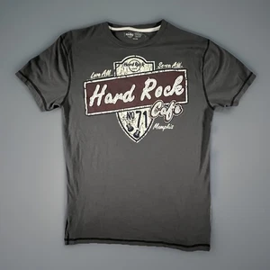 Hard Rock Cafe Shirt Mens Medium Gray Cotton Embroidered Graphic y2k Memphis - Picture 1 of 8