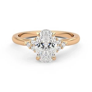 Anillo de compromiso de 1,80 quilates moissanita ovalado de oro rosa de 14... - Imagen 1 de 8