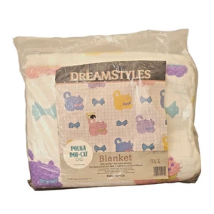 Dreamstyles Bibb POLKA DOT CAT Blanket Twin/Full Size VINTAGE 1986 SEALED NEW - Picture 1 of 3
