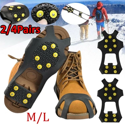 4/8 Piezas Hielo Nieve Antideslizantes Picos Agarres Crampones Tacos para Zapatos Bota Foto 1 de 4
