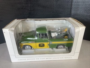 SPECCAST 1957 CHEVY CAMEO PICKUP JOHN DEERE 140 LAWNTRACTOR MOWER CHEVROLET HTF - Picture 1 of 11