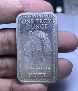 Seltener antiker 1 Feinunze .999 Feinsilber Barren Cuauhtémoc Azteken Design - Bild 1 von 8