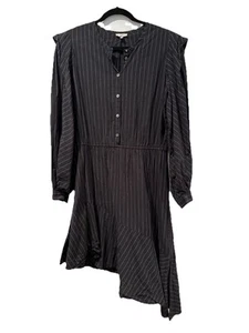 Joie Kleid Damen klein schwarz gestreift asymmetrischer Saum Wednesday Addams Goth Grunge - Bild 1 von 8