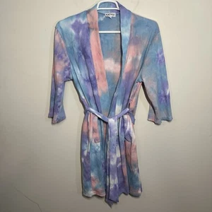 Katydid Morgenmantel Damen groß rosa lila Waffelstrick Tye-Dye Gürtel Taschen Pyjama - Bild 1 von 6