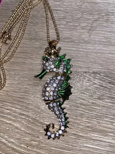 Collar de caballito de mar Betsey Johnson moda cristal y esmalte - Imagen 1 de 5