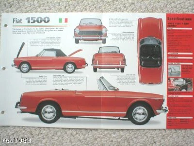 FIAT 1500 SPEC SHEET/Folleto/Folleto: 1962, 1963, 64, Foto 1 de 2
