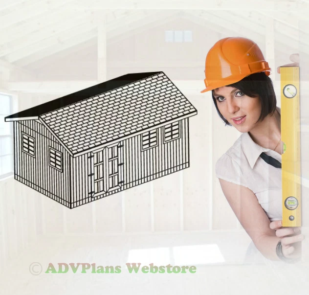 12X20 GABLE STORAGE SHED, DETAILED FRAMING PLANS ON CD, UNIQUE SHED SHOP PLANS - Image 1 of 1