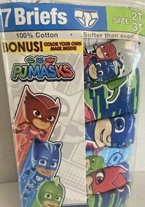 PJMASKS-Boys Briefs-7 Pack-Size 2T-3T-New In Package-100% Cotton-+ Bonus - Picture 1 of 1