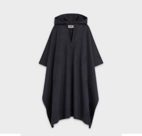 Celine Food Court Poncho Mantello 36 grigio 100% cashmere