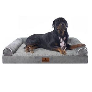 XXL Dog Bed Orthopedic Foam Grey Sofa 48x35x9" - Removable Cover & 3Side Bolster - Picture 1 of 15