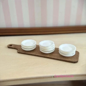 1 Satz Maßstab 1:24 Puppenhaus Miniatur Harz Teller Geschirr-Set Holztablett - Bild 1 von 8