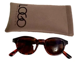 Gafas de sol LOGO de la diseñadora Lori Goldstein negras y tortuga con estuche protección para los ojos - Imagen 1 de 3