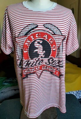 Camisa De Colección Años 80 Chicago Medias Blancas Horizontal Rayas XL Illinois Waldo Punk Grunge Foto 1 de 4