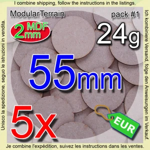 5x 55mm Round Base 2mm MDF Socle Circular War Hammer 40k Infinity Age Of Sigmar - Imagen 1 de 9