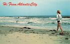 Postcard Surf and Beach at Atlantic City New Jersey