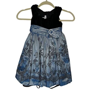 Vestido de Fiesta BONNIE JEAN Niña 2/2T Terciopelo Azul Iridiscente Cuentas Estrás Tul - Imagen 1 de 12
